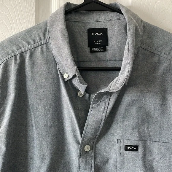 Blue RVCA button down - Picture 3 of 7